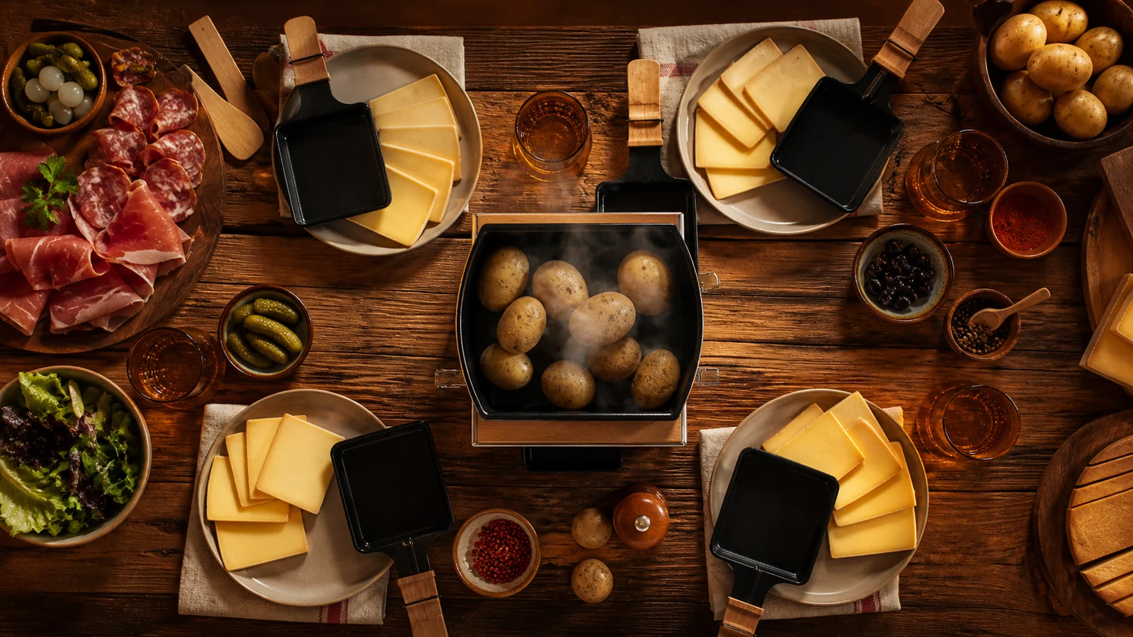 Quantité de fromage à raclette par personne prévue sur une table